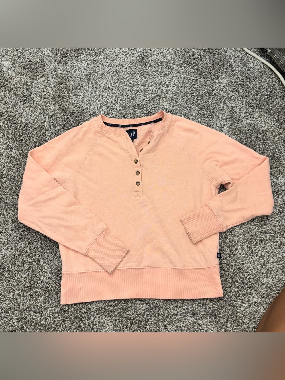 Gap Sweatshirt Buttons Pullover Shirt Peach Womens XS